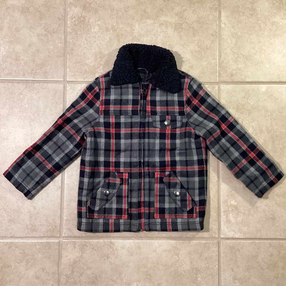 Cherokee Flannel Zippered Jacket Faux Fur Collar Toddler 5T